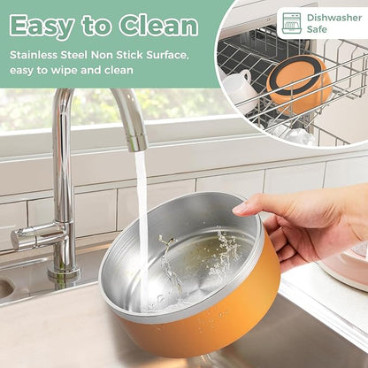 LIHONG Stainless Steel Dog Bowls for Small Meidum Sized Dogs,Dog Food Water Bowls No Slip,Dishwasher Safe(40oz,Orange)