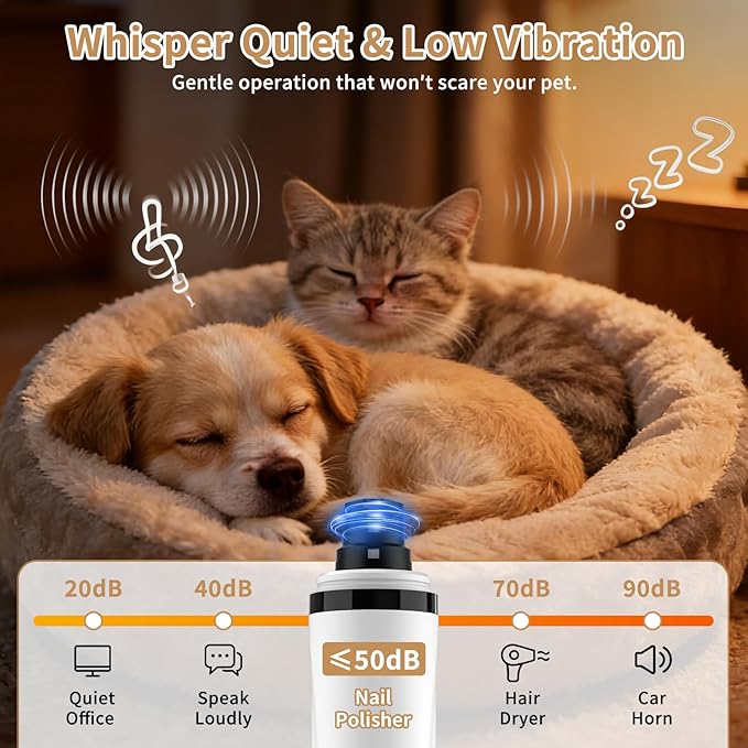 2026 New Dog Nail Grinder Quiet - Painless Pet Nail Grinder for Dogs - 3 Modes Dog Nail Trimmer with Guard & 2 LED Lights -Silent Nail Groom for Small/Medium/Large Dogs and Cats Electric Pet Claw Care