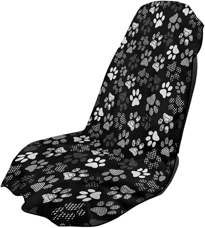 SEANATIVE White Dogs Paw Car Drying Towels & Seat Protectors - Heavy-Duty Absorber Towel for Car Wash Car Seat Covers, Post-Workout & Dog Owners (33.1" x 60.67")