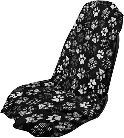 SEANATIVE White Dogs Paw Car Drying Towels & Seat Protectors - Heavy-Duty Absorber Towel for Car Wash Car Seat Covers, Post-Workout & Dog Owners (33.1" x 60.67")
