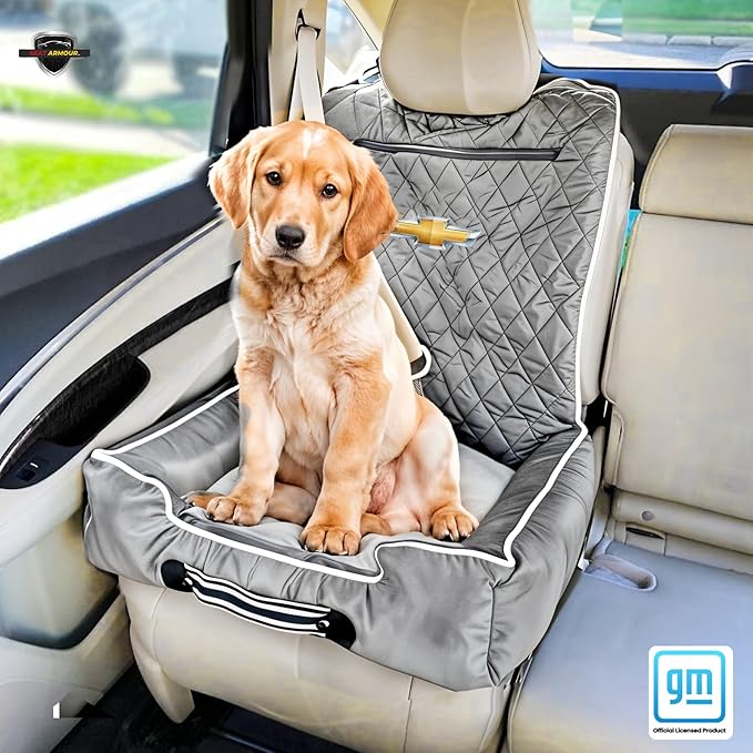 Seat Armour Chevrolet PetBed2GO Dog Car Seat Cover – 2-in-1 Pet Bed & Car Seat Protector – Full Protection Pet Car Seat, 26x20x6 in, 3.5 lbs, Gray