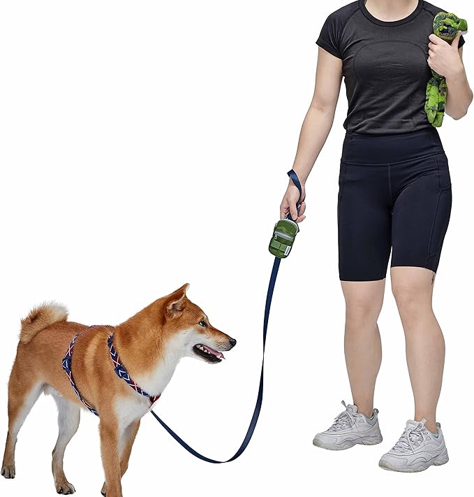 Blueberry Style Forest Green Dog Waste Bag Dispenser, Dog Poop Bag Holder Leash Attachment, Includes 1 Roll of Free Poop Bags
