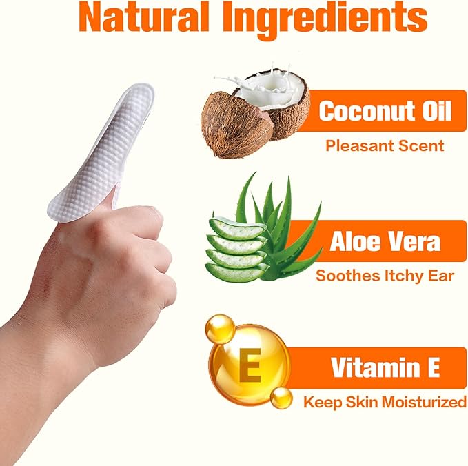 Plus Size Dog Ear Wipes,Gently Remove Ear Wax & Dirt,Relieve Ear Itching. Fresh Coconut Scent, All Natural Ingredients Dog Ear Cleaning Wipes - 60 Count