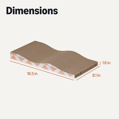 Amazon Basics Cat Scratching Post, Cat Scratch Pad for Indoor Cats with Catnip, Single Layer with Curve, 16.5 x 8.1 x 1.6 in, 2-Pack