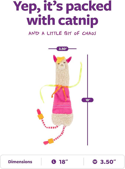 SmartyKat Leggy Llama Catnip Crinkly Plush Kicker Cat Toy, Soft Floppy Body for Wrestling & Bunny Kicks for Cats & Kittens