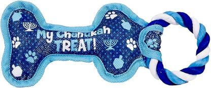 Rite Lite Hanukkah Bone Squeaky Dog Toy - Hanukkah Gifts for Dog Owners, Decorations, Goodie Bag Rewards Jewish Holiday Party Favors Toys Accessories Judaica Decor for All 8 Nights of Chanukah!