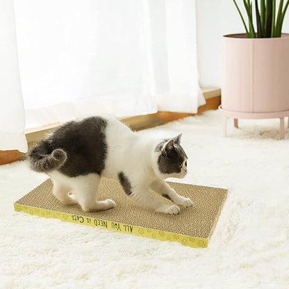 AccEncyc Cardboard Cat Scratcher Pads Cat Scratching Board for Indoor Cats 16.5x8.3x1 Inch Dual-Side Corrugated Cat Scratcher Reusable Cat Supplies - 3 Pack