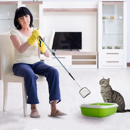 Sand Dipper Metal Cat Litter Scoop – Long Handle Cat Poop Scooper for Litter Box (27”), Heavy-Duty Stainless Steel Kitty Litter Scoop (Junior)