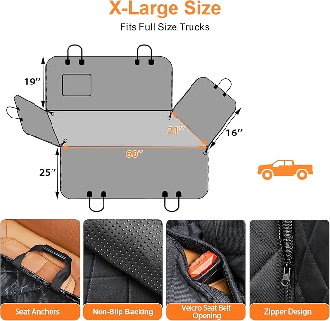 URPOWER Dog Car Seat Cover for Pets 100% Waterproof Seat Cover Hammock 600D Heavy Duty Scratch Proof Nonslip Durable Soft Back Seat Covers for Cars Trucks and SUVs