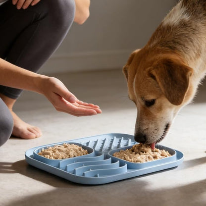 Non-Slip Silicone Mat, Puzzle Feeding Tray for Pets, Medium Size Treat Enrichment Tool, Suction Base Food Puzzle Detail, Dog Cat Feeding Category Accessory, Interactive Pad