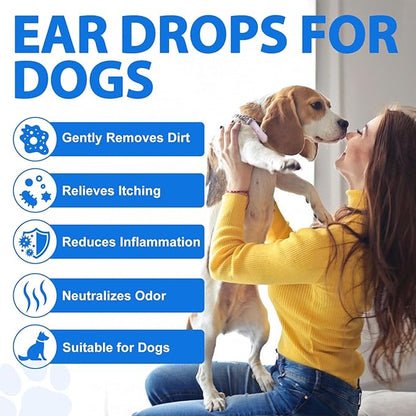 Dog Ear Infection Treatment, Dog Ear Drops with 1% Hydrocortisone for Dog, for Dog Yeast Infection, Soothe Itching, Redness, & Swelling - Vet Recommended