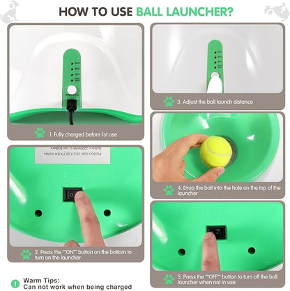 Eaacaa 2025 Upgraded Ball Thrower with 3 Tennis Balls Automatic Ball Thrower for Dogs, Mentally Stimulating Training Dog Toy for Medium and Large Dogs (Blue)