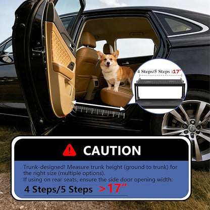 Dog Steps for Car, Truck, SUV, Dog Stairs for Car with Upgraded Non-Slip Surface, Foldable Dog Ramp for Car, Pet Stairs for Large Dogs, 5 Steps