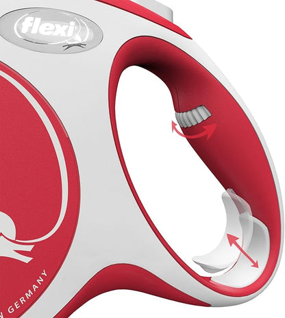 Flexi New Comfort Tape Grey & Red Large 5m Retractable Dog Leash/Lead for Dogs up to 60kgs/132lbs