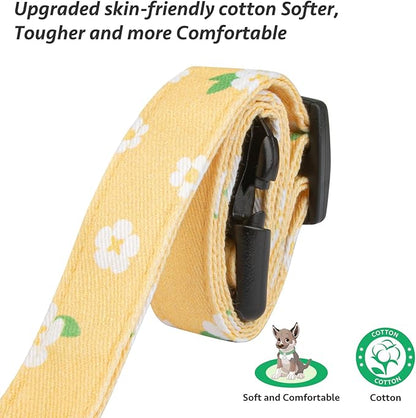 Cotton Handmade Dog Collar Cute and Distinctive Patterns Yellow Flower with Pendant for Girl Boy Dogs Collars M