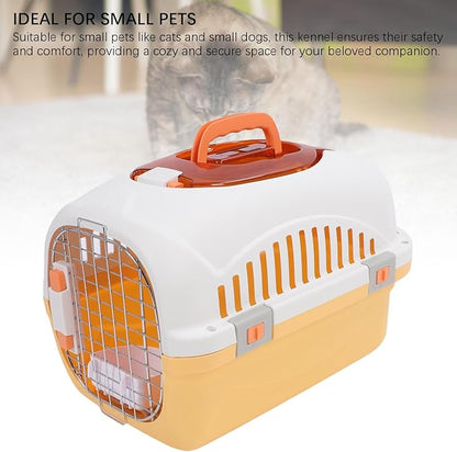 Generic Plastic Dog Kennel Travel Carrier Portable Pet Crate Airline Approved Pet Carrier with Skylight & Detachable Design for Small Dogs Cats Travel Vet Visits (Yellow)