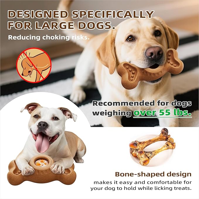 SHINKAI Refillable Frozen Dog Toy – Tough Chew & Ice Cream Holder for Aggressive Chewers, Reduces Anxiety & Destructive Behavior (Brown)