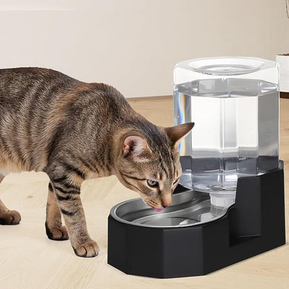 Sfozstra Large Dog Water Dispenser: 5L Automatic Gravity Water Feeder - Dishwasher-Safe Stainless Steel Bowl - Easy Clean - No Power Needed - for Cats & Small Dogs - Kitchen Corner/Crate Area