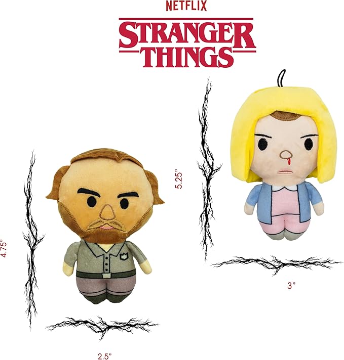 design LAB, Inc. Stranger Things Official Merchandise | Cool Dog Toys for Interactive Play | Eleven & Hopper 2-Pack Set | Collectible Stranger Things Toys