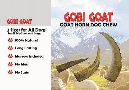 QT Dog Small Gobi Goat Horn (Pack of 4) - Long-Lasting 100% All-Natural Dog Chew, Ethically Sources Protein-Packed & Low Fat Dental Chews, Ideal for All Breeds & Aggressive Chewers