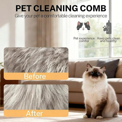 4 in 1 Cat steam brush, USB-Powered Pet for Dogs & Cats | Instant Fog Deshedding Tool, Reduces Shedding & Flyaway Hair | Gentle Grooming Brush for Dog & Cat Hair Loss Control (Beige)