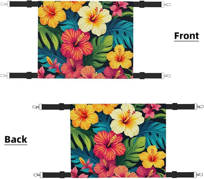Hawaiian Colorful Flower Print Cat Hammock with Adjustable Straps, Pet Cage Hanging Bed for Cats,Ferret,Puppy,Small Animals