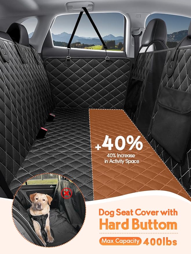 Turosur Car Back Seat Extender for Dogs Waterproof Pet Hammock for SUV Hard Bottom Car Travel Pet Bed Holds 440 lbs