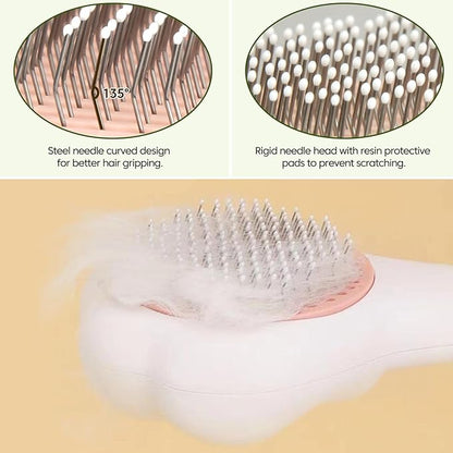 Self-Cleaning Cat Brush for Shedding with Cat Nail Clipper 2-Piece Set for Pets That Shed a Lot or Have Overgrown Nails,Including Long-Haired & Short-Haired Cats, Small & Medium Dogs, Rabbits and More