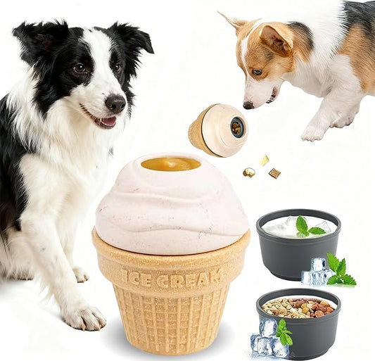 Interactive Dog Toys for Aggressive Chewers, Frozen Indestructible Chew Toy with Treat Dispenser & Chew Rings, Long-Lasting Mental Enrichment & Dental Chewing Toy for Medium Small Dogs