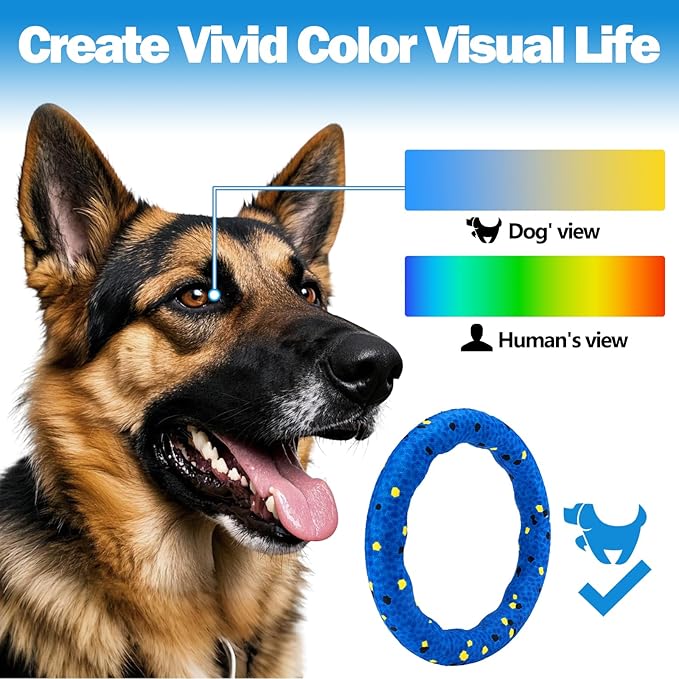 Mity rain Floating Dog Toys –E-TPU Water Pool Fetching Toy with Rope for Small Medium Large Pet, Ring Shape Indestructible Interactive Dog Chew Toys for Summer Outdoor Training Fun (Blue)