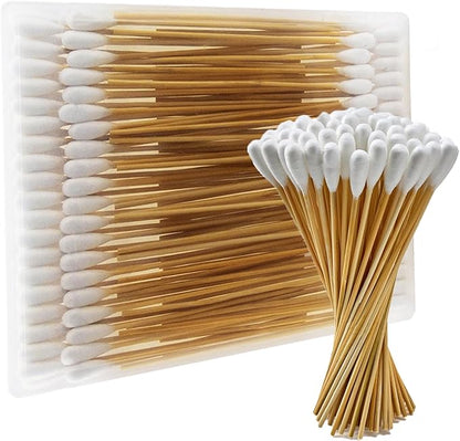 100PCS Large Cotton Swabs in Storage Box, 6 Inch Dog Ear Swabs with Bamboo Handle for Dogs - Soft Cotton, Gentle and Lint-Free, Specially Designed for Dogs, (Large)