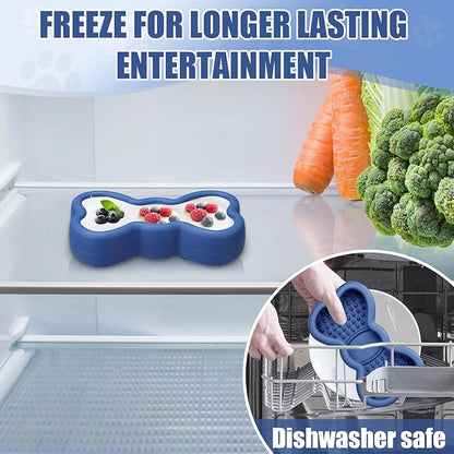 Lick Mat for Dogs, Animire Anti-Spilled Bow Tie Lick Bowls for Anxiety Relief, Silicone Slow Feeder Licking Pad with Suction Cups, Freezeable Dog Enrichment Toy for Boredom(Dark Blue,L)