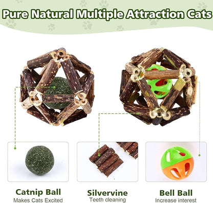 27 Pack Catnip Chew Toys for Cats,Cotton Sisal Rope Toys,Cat Natural Silvervine Sticks,for Cat Teeth Cleaning and Dental Care,Interactive Toy for Bored Indoor Cats