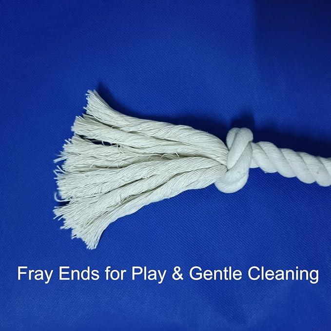 Heavy-Duty 51" White Cotton Rope Dog Toy – 6-Knot Tug & Dental Chew with Loop – Durable, Washable, Natural & Safe for Medium & Large Dogs – Indoor & Outdoor Play