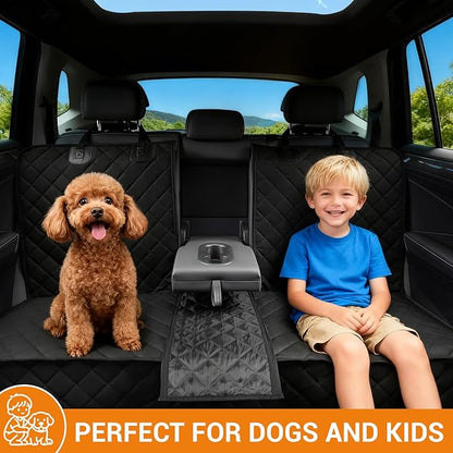 Dog Car Seat Cover for Back Seat - Waterproof Pet Seat Protector with Non-Slip Backing, Universal Fit for Most Cars, SUVs, and Trucks (Black-3,Standard（49" W x 54" L）)