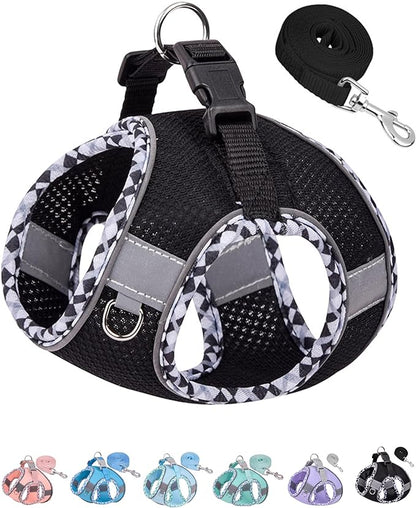 Petank Dog Harness for Small Medium Dogs No Pull, Puppy Harness and Leash Set, Step in Dog Harness for Walking, Running, Training, Small Dog Vest, Medium Dog Vest (Black, L)