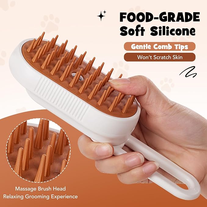 LINFOX 2-Pack Cat Steam Brush, 4-in-1 Pet Steaming Grooming Brush for Cats & Dogs, Rechargeable Anti-Static Comb for Cleaning, Massage & Shedding Control