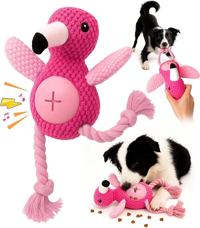Swooflia Tug of War Dog Toy - Enrichment Interactive Squeaky Rope Toys to Keep Them Busy, Plush Cute Teething Clean for Small Dogs Crinkle Puppy Chew Toy for Treat and Playing