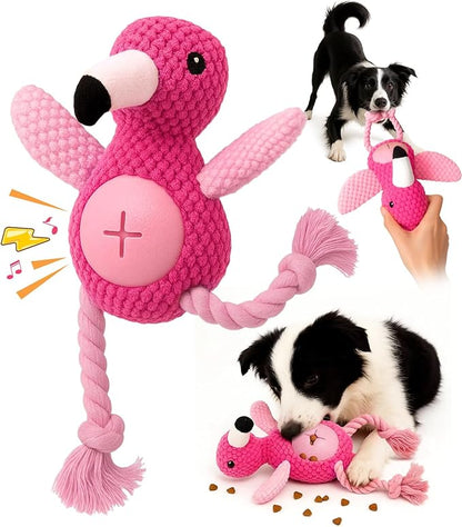 Swooflia Tug of War Dog Toy - Enrichment Interactive Squeaky Rope Toys to Keep Them Busy, Plush Cute Teething Clean for Small Dogs Crinkle Puppy Chew Toy for Treat and Playing