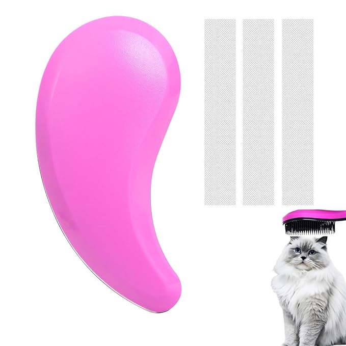 Cat Brush for Shedding - Perfect Grooming Tool for Long-Haired Cats | Deshedding & Hair Remover for Indoor Pets (Pink)
