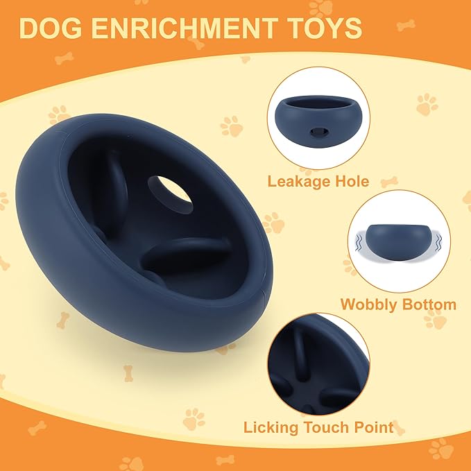 Dog Enrichment Toys, Durable Silicone, Interactive Engagement Slow Feeder Dog Bowls, Blue