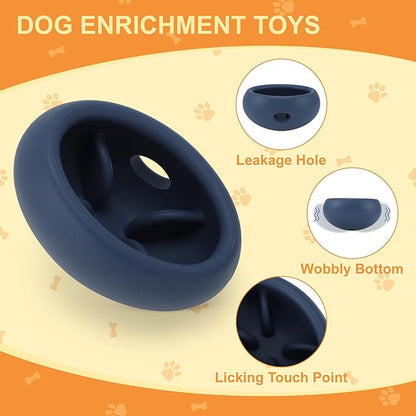 Dog Enrichment Toys, Durable Silicone, Interactive Engagement Slow Feeder Dog Bowls, Blue