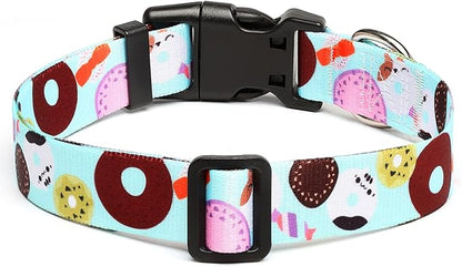 Mercano Adjustable Dog Collar - Special Design Patterns, Soft Nylon Comfortable Durable Pet Collar for Small Medium Large Dogs (L, Blue Cookie)