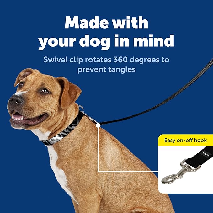 PetSafe Nylon Leash - Helps Maintain Secure Connection on Walks - Durable Pet Leash with Easy Clip - 1 in. x 4 ft. - Black