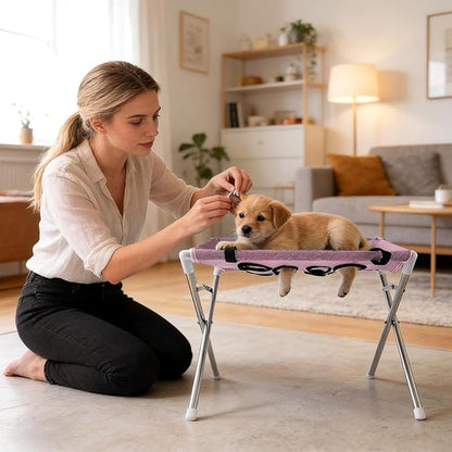 Iron Pet Grooming Hammock - 8-Hole Design Anti-Escaping Cats Sling | Polyester Cloth Kitten Grooming Hanger | for Cats Dogs Kitten Puppy Small Medium Large Breed Indoor Home Hair Cutting Ear Cleaning
