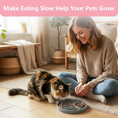 2 Pcs Silicone Slow Feeder Cat Bowl, Cat Slow Feeder for Food Training, Interactive Puzzle Bowls for Puppy, Kitten Dishes to Prevent Overeating, Treat Toys Suitable for Dry and Wet Food
