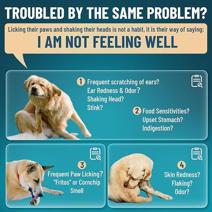 VICSOM Natural Dog Yeast Infection Treatment for Dogs, 2 Pack Itchy Skin & Ear Treatment Natural Support Allergy Relief, Dog Yeast Infection Relief, Irritation, Itching & Inflammation, 60ml x2