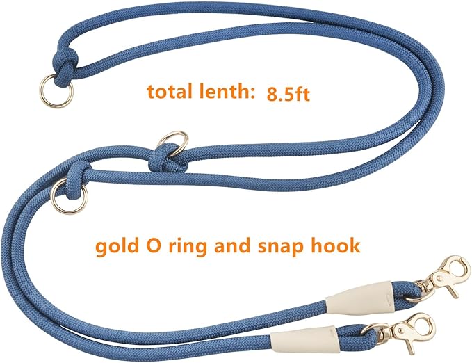 8.5ft Multifunctional Hands Free Nylon Rope Waist Dog Leash, Adjustable Shoulder Crossbody Walking Lead