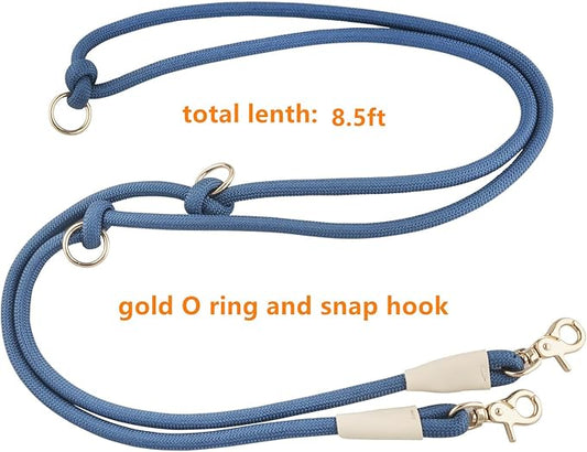 8.5ft Multifunctional Hands Free Nylon Rope Waist Dog Leash, Adjustable Shoulder Crossbody Walking Lead
