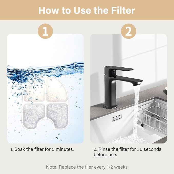 10 Pack Replacement Filters for FEELNEEDY 3Gal/12L Dog Water Dispenser (FN-W13), 5 Month Set for Large Dogs Water Bowl Dispenser, Includes 10 Filters & 10 Sponges